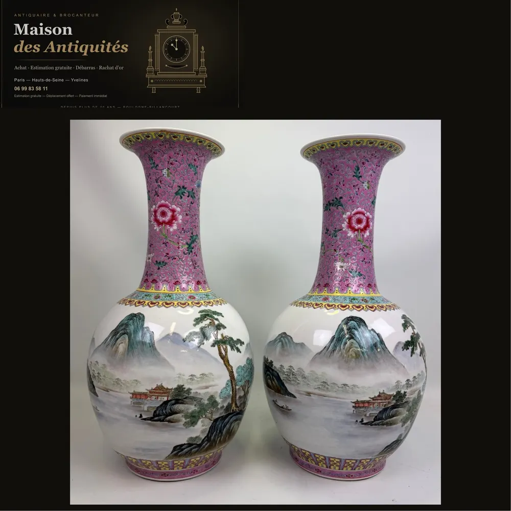 Une paire de vases chinois de style « famille rose — Art d'Asie