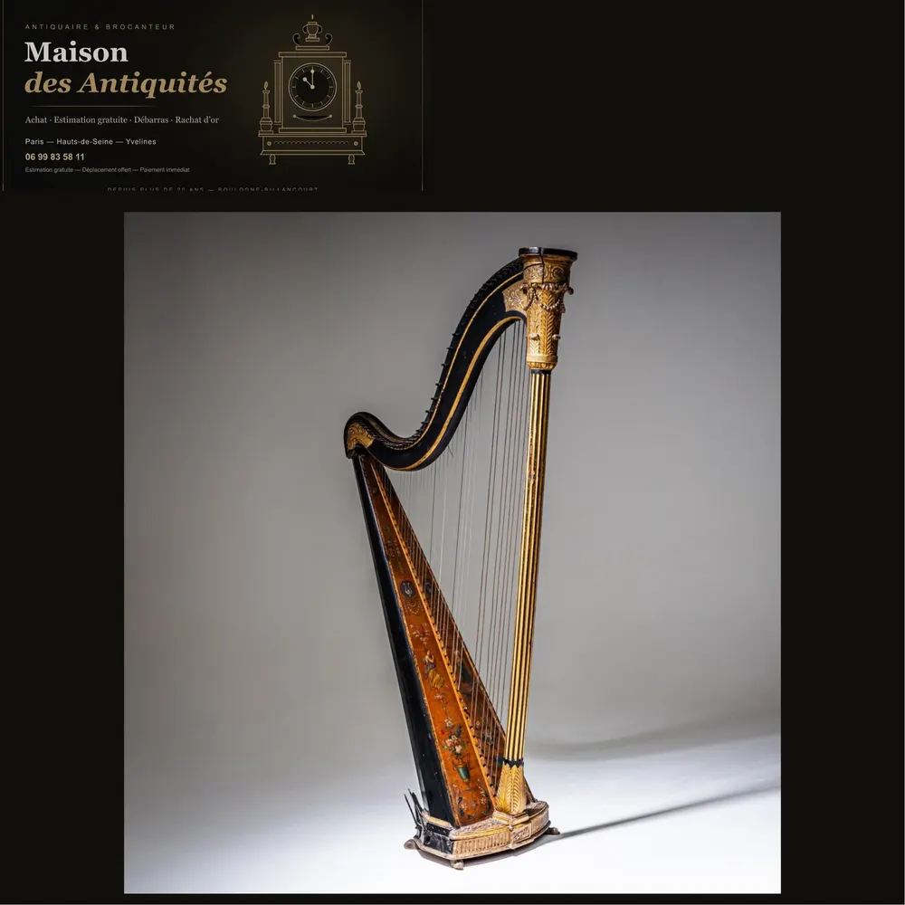 Harpe à pédales avec décor figuratif, vers 1780 — Instruments de musique