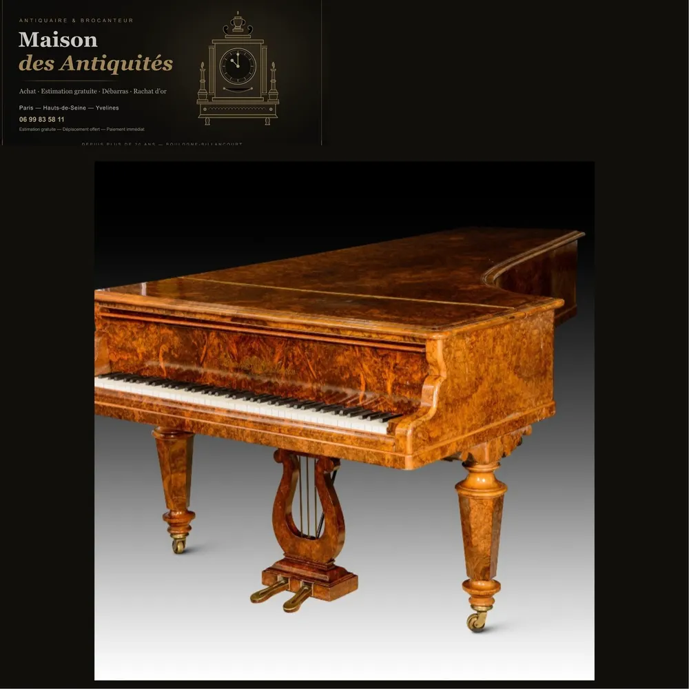 Piano à queue. Noyer, métal, etc. Brevet Erard Londres. Londres, Angleterre, peut-être vers 18 — Instruments de musique