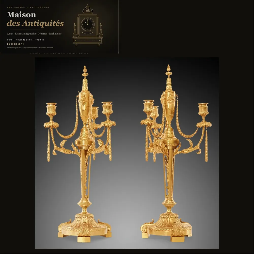 Candélabres XIXème De Style Louis XVI — Miroirs & lustres
