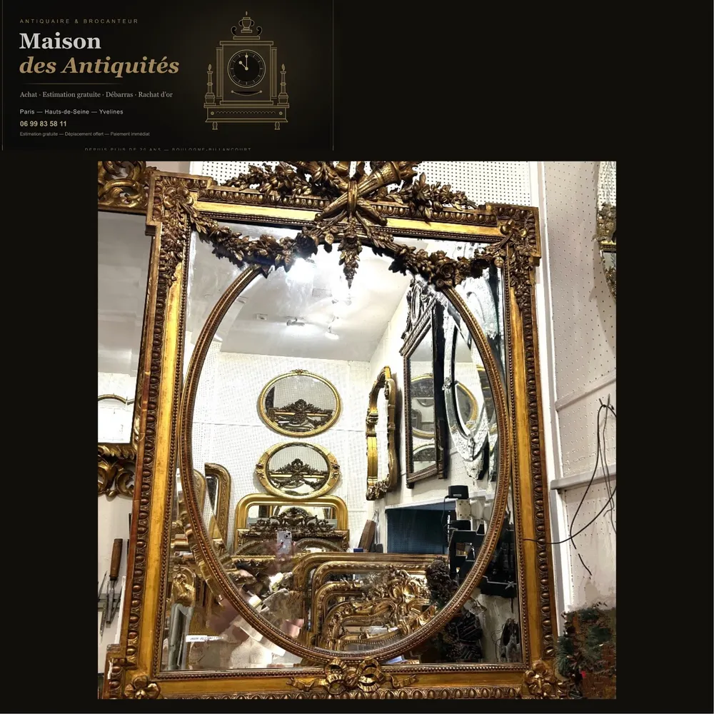 Miroir à facette Louis XVI 108X158 cm glace biseauté — Miroirs & lustres