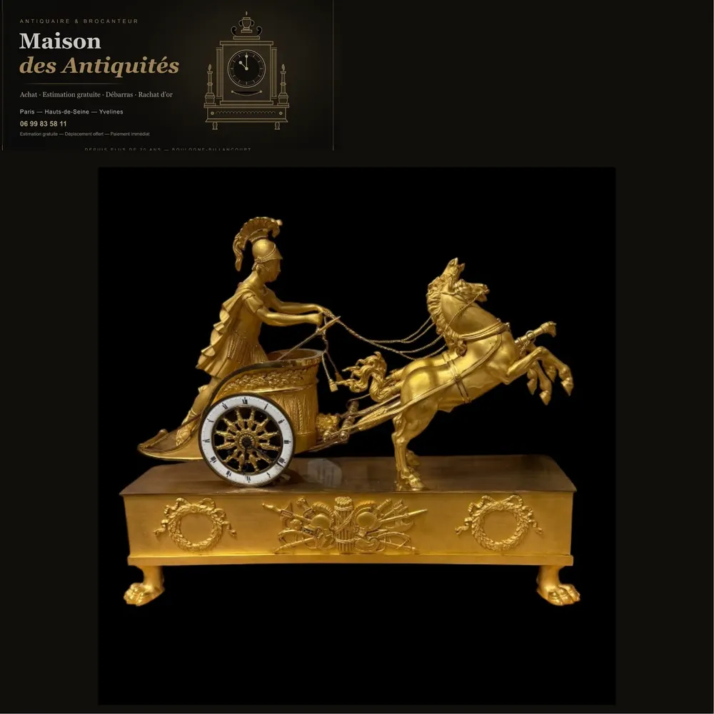 Pendule au char de Jason, bronze doré, France, époque Empire — Pendules & horlogerie