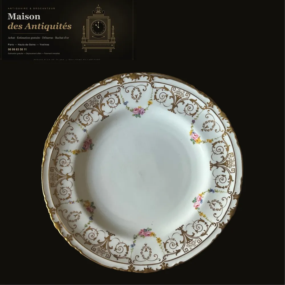Suite de six assiettes en porcelaine Royal Crown Derby pour Tiffany NY fin du XIX ème siècle — Porcelaine & arts de la table